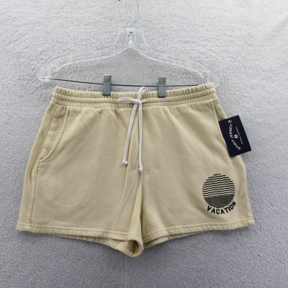 Spirit Jersey Shorts Womens Medium Vacation Cream‎ Drawstring Fleece Pockets New